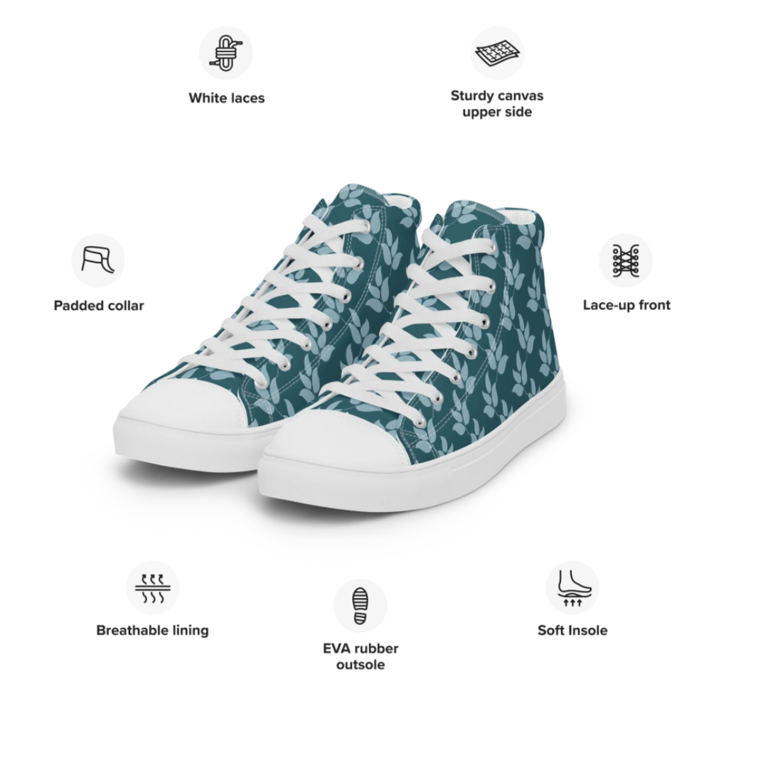 Teal Stylish Kicks Women’s Canvas High Top Shoes