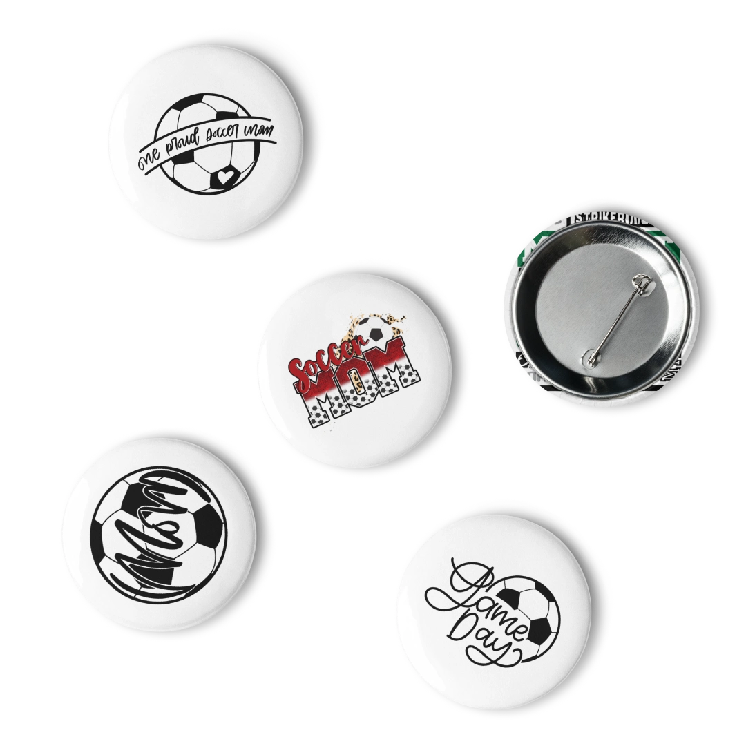 Soccer Fan Pin Buttons (Set of 5)