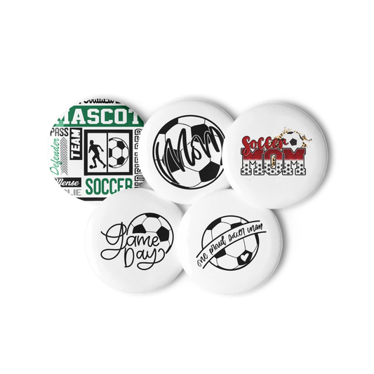Soccer Fan Pin Buttons (Set of 5)