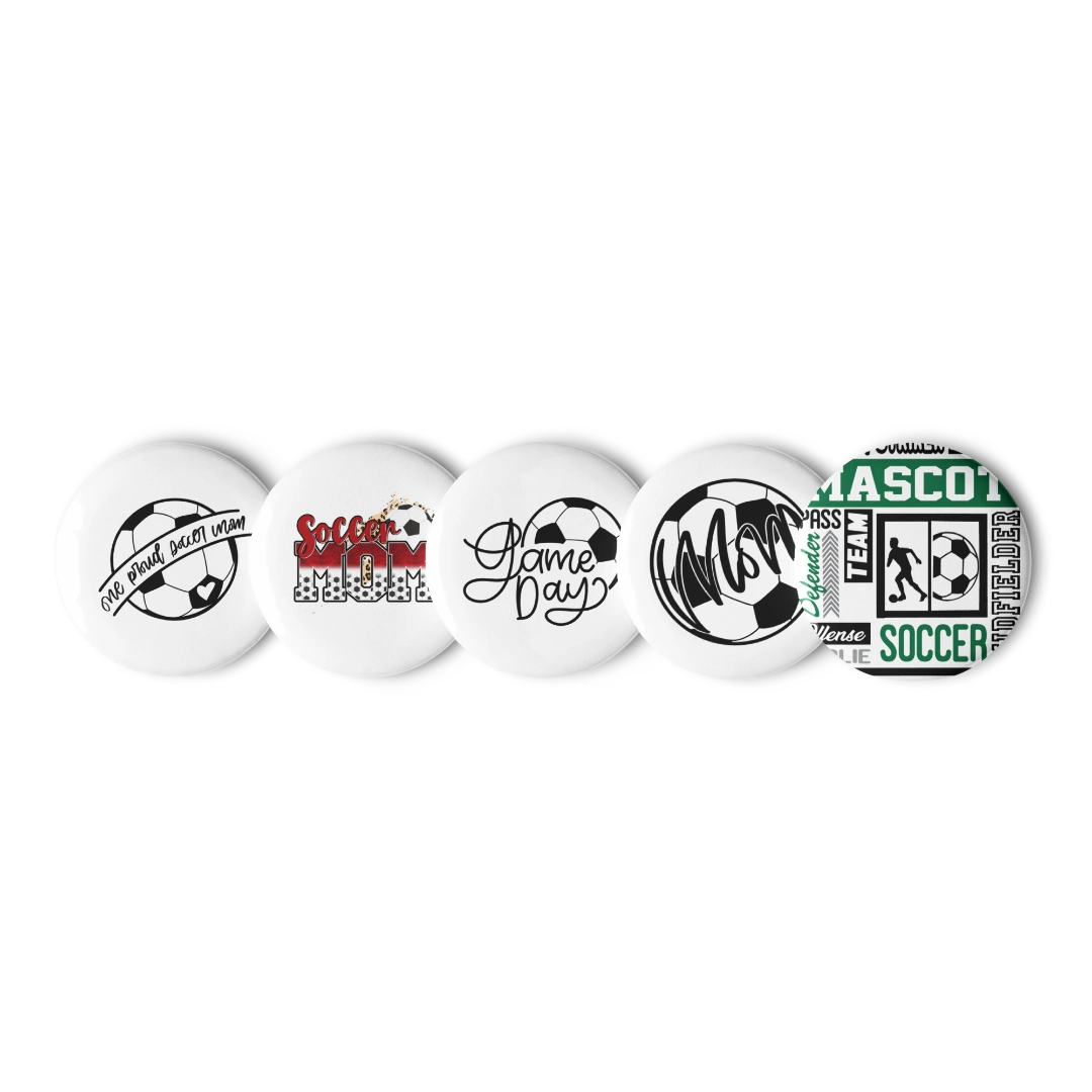 Soccer Fan Pin Buttons (Set of 5)