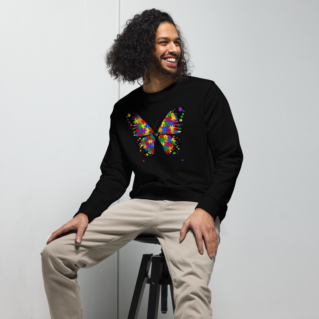 Autism Butterfly Unisex Organic Sweatshirt