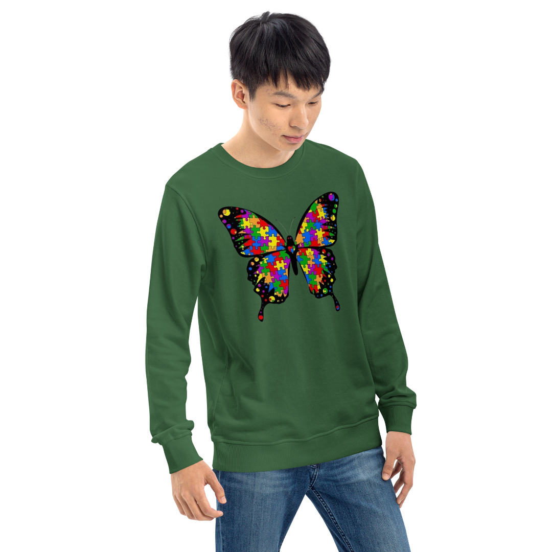 Autism Butterfly Unisex Organic Sweatshirt