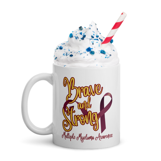 Brave and Strong White glossy mug