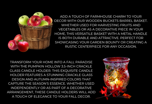 Rustic Charm: Wood Bushel Baskets and Cracked Glass for Autumn Decor