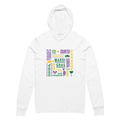 Mardi Gras Vibe Hooded Long Sleeve Tee