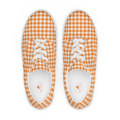 Orange Gingham Women’s Lace-up Canvas Shoes