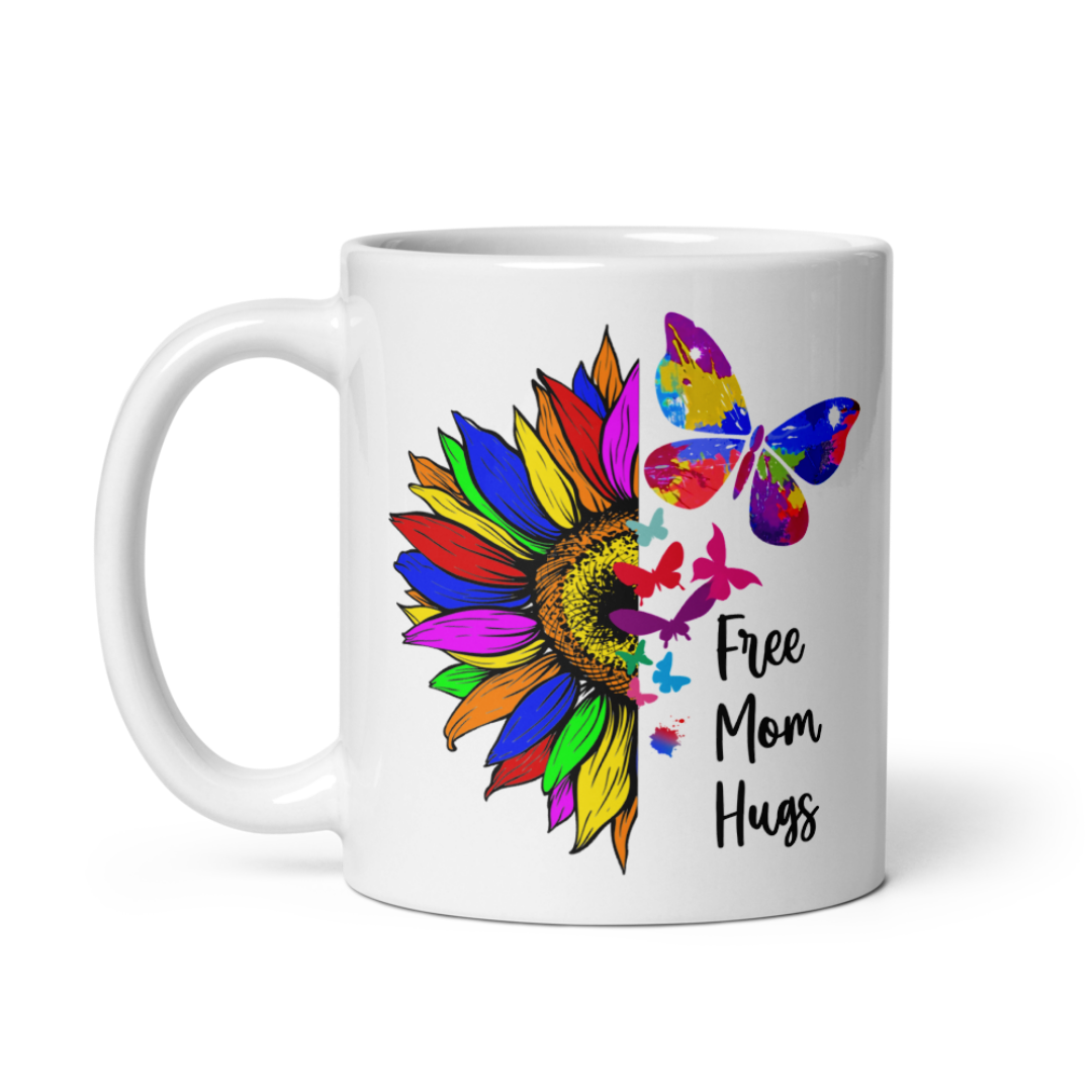 Free Mom Hugs White glossy mug