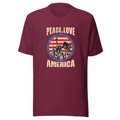 Peace. Love. America. Unisex T-Shirt