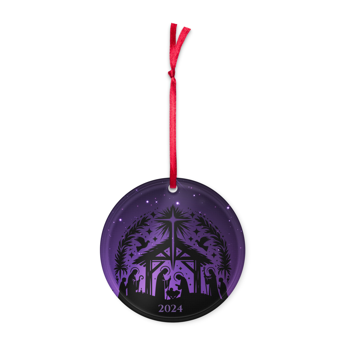 Purple Nativity Acrylic ornament