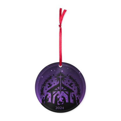 Purple Nativity Acrylic ornament