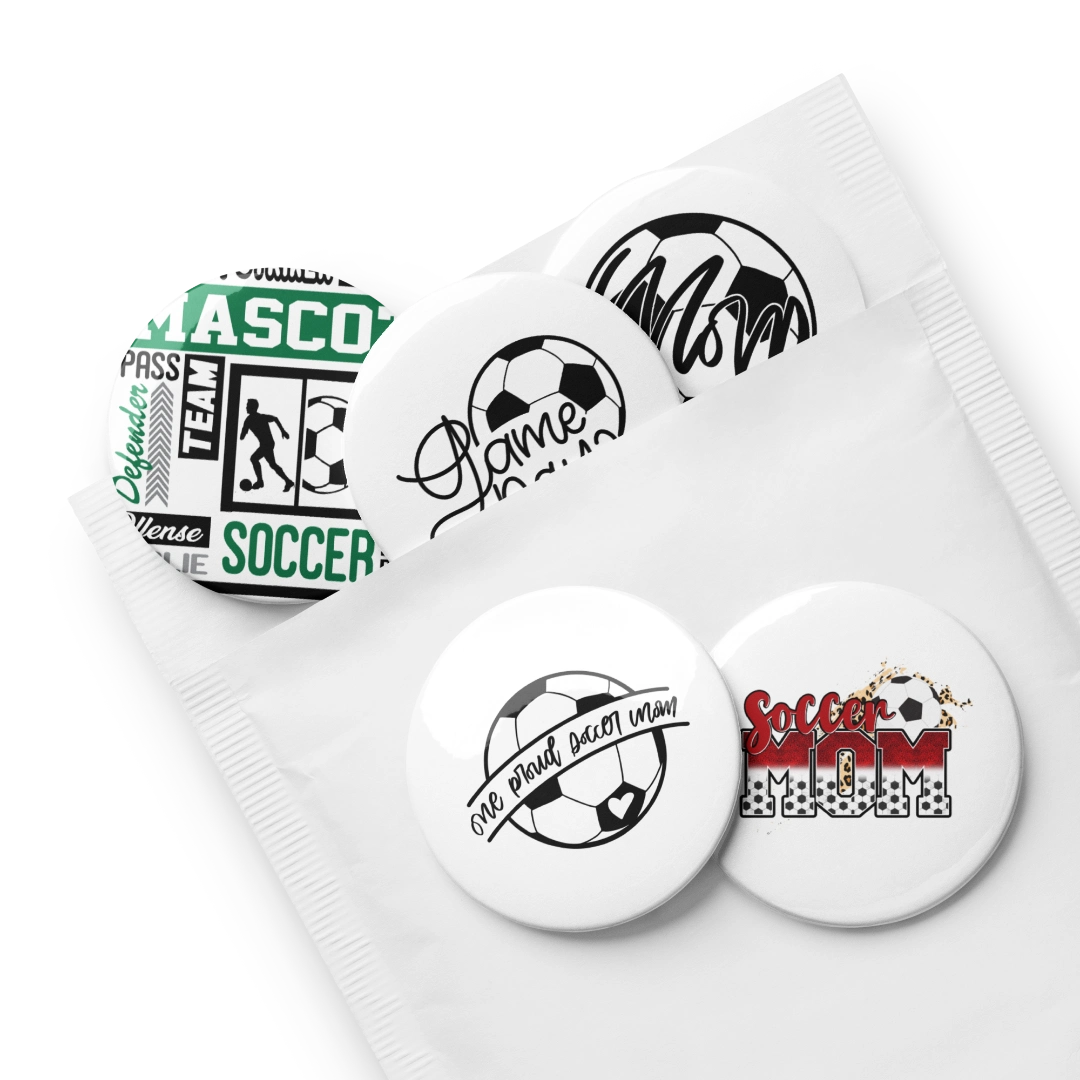 Soccer Fan Pin Buttons (Set of 5)