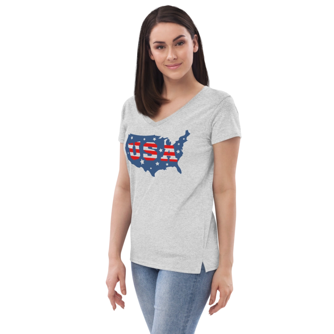 USA Women’s Recycled V-Neck T-Shirt